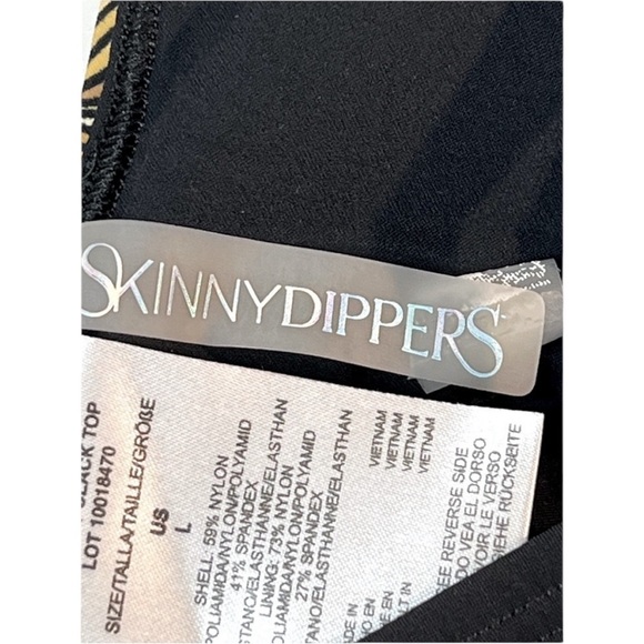 Skinny Dippers Swim Top, Tie Back & Adjustable Straps, Black/Multi, Large, NEW - Picture 6 of 6
